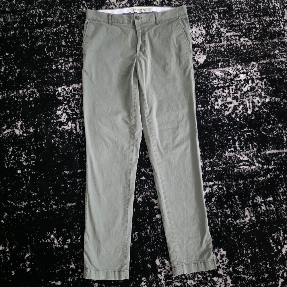 LACOSTE Slim Fit Green Khaki Chino Pants Mens Size 33